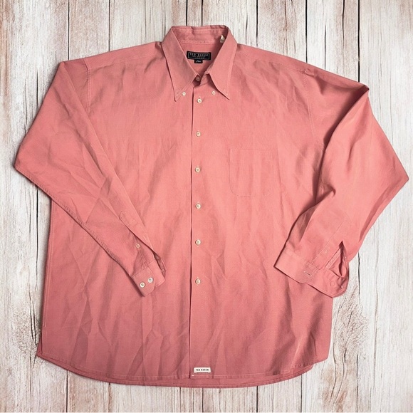 Ted Baker London Other - Ted Baker London Men’s Luxury Long Sleeve Button Down Salmon Pink Shirt Size XL